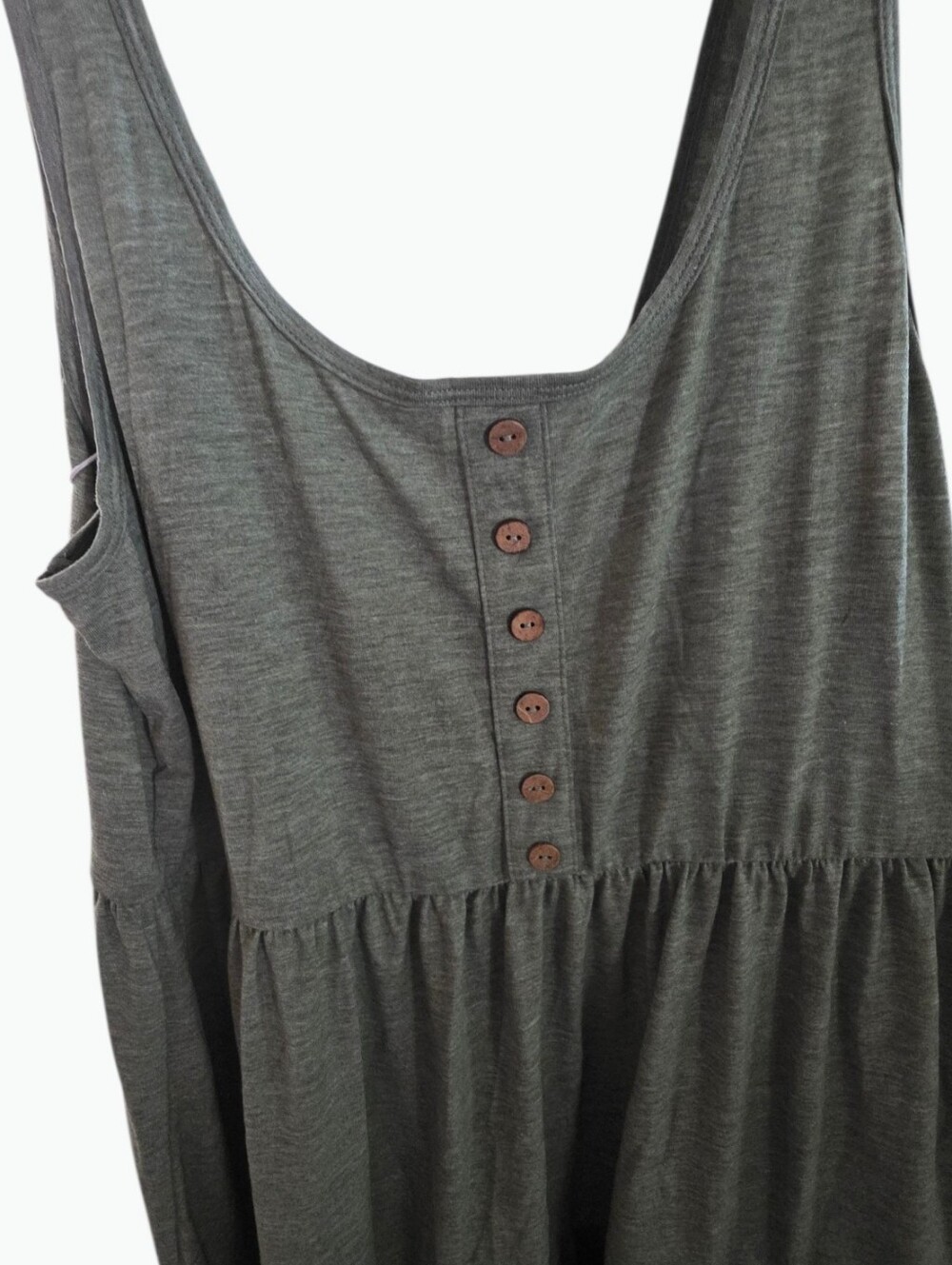 Halara. Scoop Neck Tiered Tank Dress. Olive Green. XL Ladies. - Picture 4 of 8